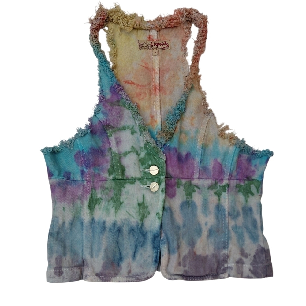 Liquid Multicolor Tie-Dye Cropped Vest